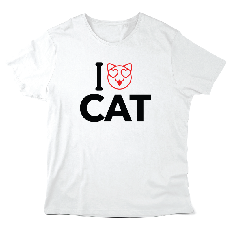 T-Shirt imprimé à message - Cadeau humour chat - I love Cat