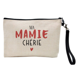 Pochette Trousse à crayons et maquillage - Lin - Cadeau fête des grands mères - Meilleur Ma mamie chérie
