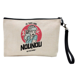 Pochette Trousse à crayons et maquillage - Lin - Cadeau métiers - Je suis une nounou qui déchire