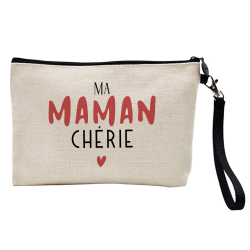 Pochette Trousse à crayons et maquillage - Lin - Cadeau Fête des mères - Ma maman chérie