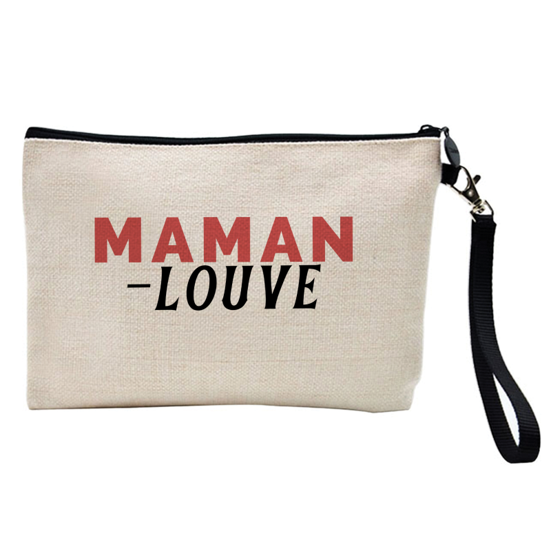 Pochette Trousse à crayons et maquillage - Lin - Cadeau Fête des mères - Maman louve