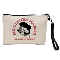 Pochette Trousse à crayons et maquillage - Lin - Cadeau Fête des mères - Meilleure maman du monde entier
