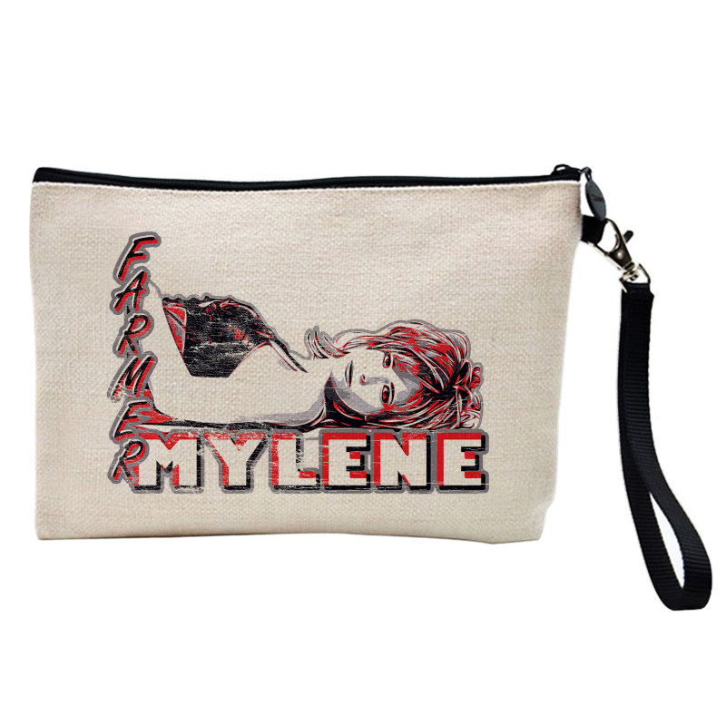 Pochette Trousse à crayons et maquillage - Lin - Cadeau célébrité - Mylène Farmer