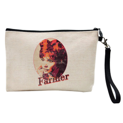 Pochette Trousse à crayons et maquillage - Lin - Cadeau célébrité -  Caricature Mylène farmer