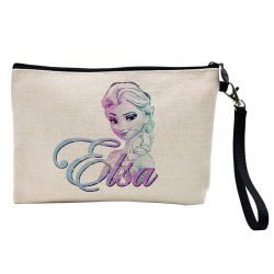 Pochette Trousse à crayons et maquillage - Lin - Cadeau animation - Reine Elsa