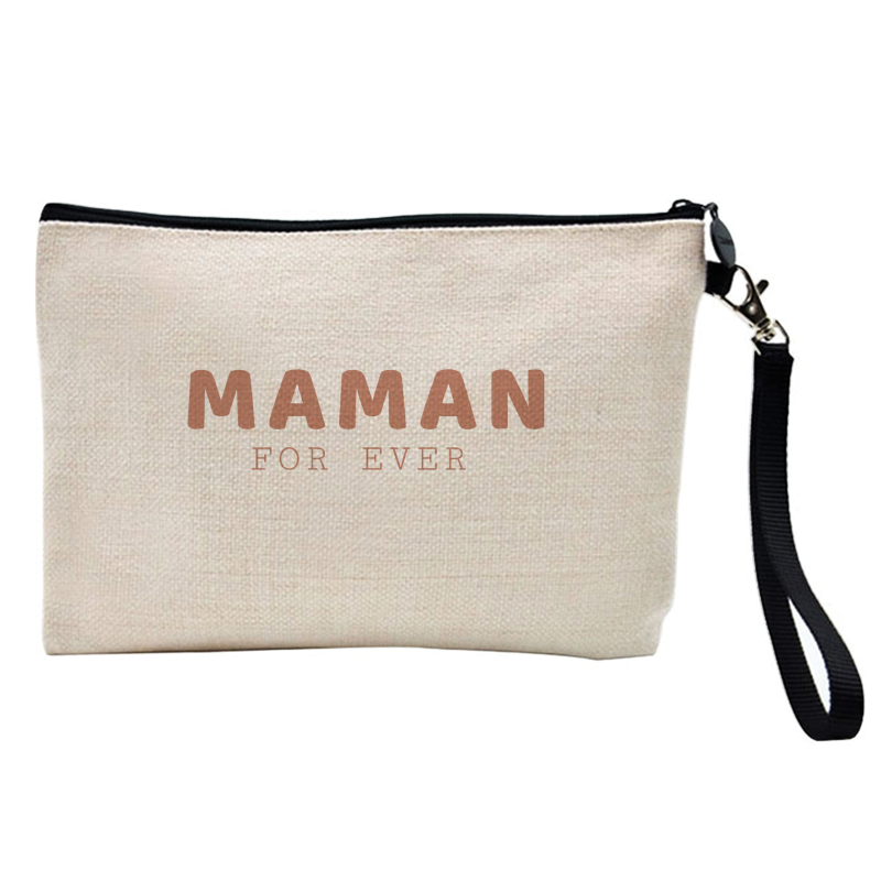 Pochette Trousse à crayons et maquillage - Lin - Cadeau fête des mères - maman for ever