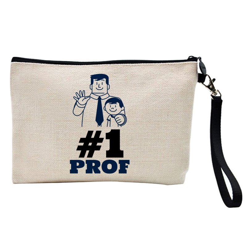 Pochette Trousse à crayons et maquillage - Lin - Cadeau Cadeau Métiers - n°1 prof