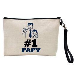 Pochette Trousse à crayons et maquillage - Lin - Cadeau famille - n°1 Papy