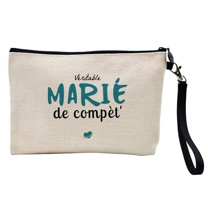 Pochette Trousse à crayons et maquillage - Lin - Cadeau mariage - véritable marié de compète