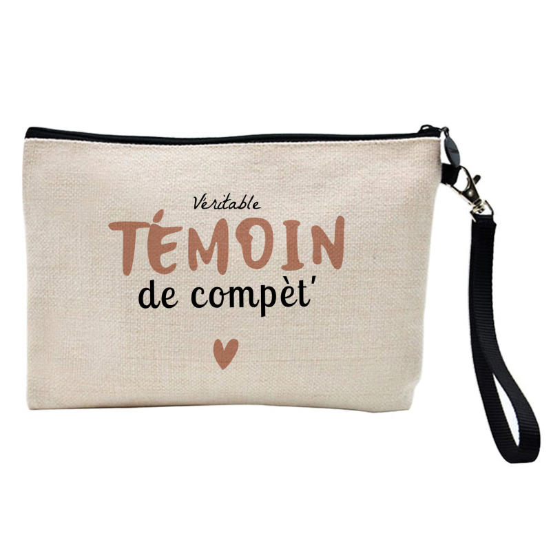 Pochette Trousse à crayons et maquillage - Lin - Cadeau mariage - véritable témoin de compète