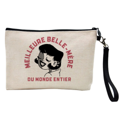 Pochette Trousse à crayons et maquillage - Lin - Cadeau famille - Meilleure belle mère du monde entier