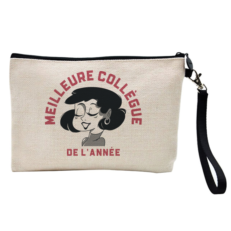 Pochette Trousse à crayons et maquillage - Lin - Cadeau amitié métiers - Meilleure collègue de l'année