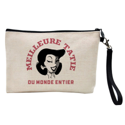 Pochette Trousse à crayons et maquillage - Lin - Cadeau famille - Meilleure Tatie du monde entier