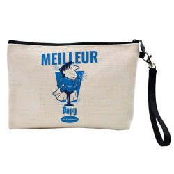 Pochette Trousse à crayons et maquillage - Lin - Cadeau famille grands pères - meilleur papy de l'univers