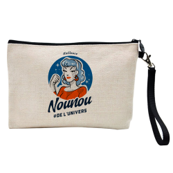 Pochette Trousse à crayons et maquillage - Lin - Cadeau métiers - Meilleure nounou de l'univers
