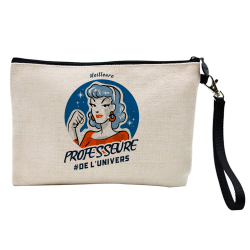 Pochette Trousse à crayons et maquillage - Lin - Cadeau métiers - Meilleure professeure de l'univers