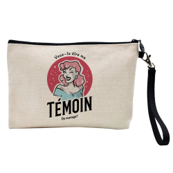 Pochette Trousse à crayons et maquillage - Lin - Cadeau mariage - Veux tu être ma témoin de mariage