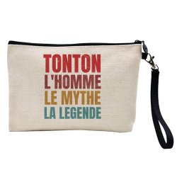 Pochette Trousse à crayons et maquillage - Lin - Cadeau famille humour - Tonton l'homme le mythe la légende