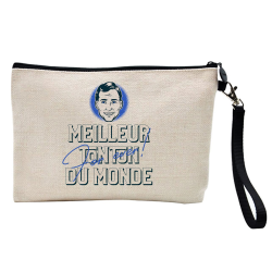 Pochette Trousse à crayons et maquillage - Lin - Cadeau famille - Meilleur tonton for ever