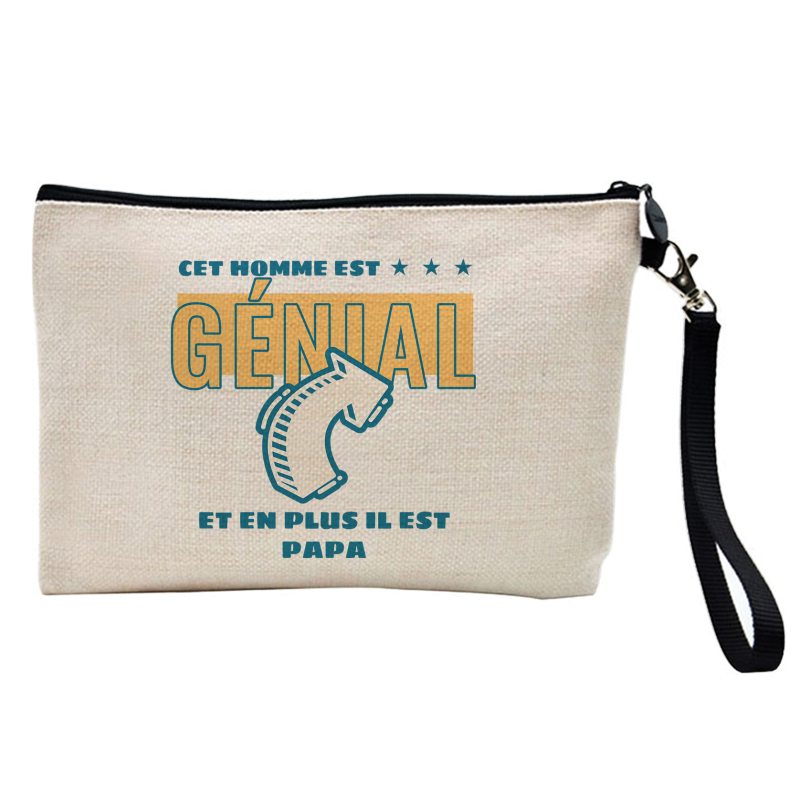 Pochette Trousse à crayons et maquillage - Lin - Cadeau fête des pères - Cet homme est génial et en plus il est papa