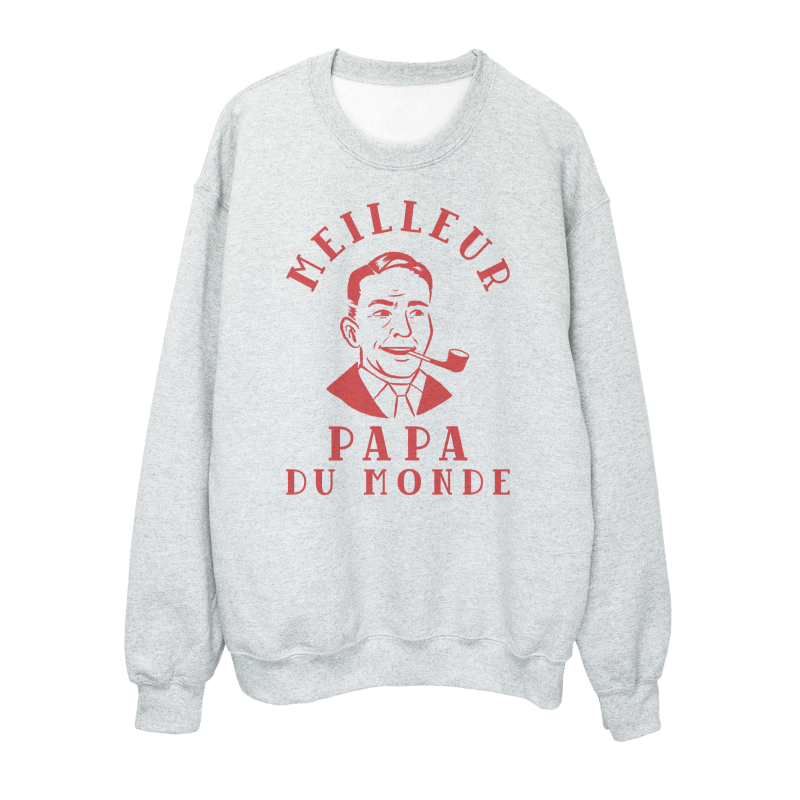 Sweat shirt imprimé à message - Cadeau fête des pères -  Meilleur papa du monde