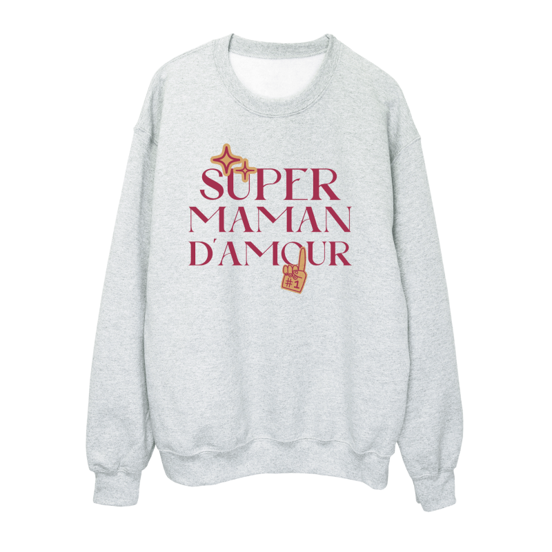 Sweat shirt imprimé à message - Cadeau fête des mères - Super maman d'amour
