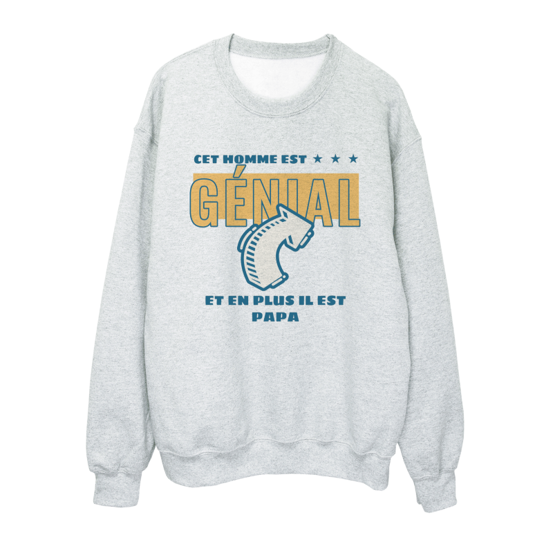 Sweat shirt imprimé à message - Cadeau fête des pères - Cet homme est génial et en plus il est papa