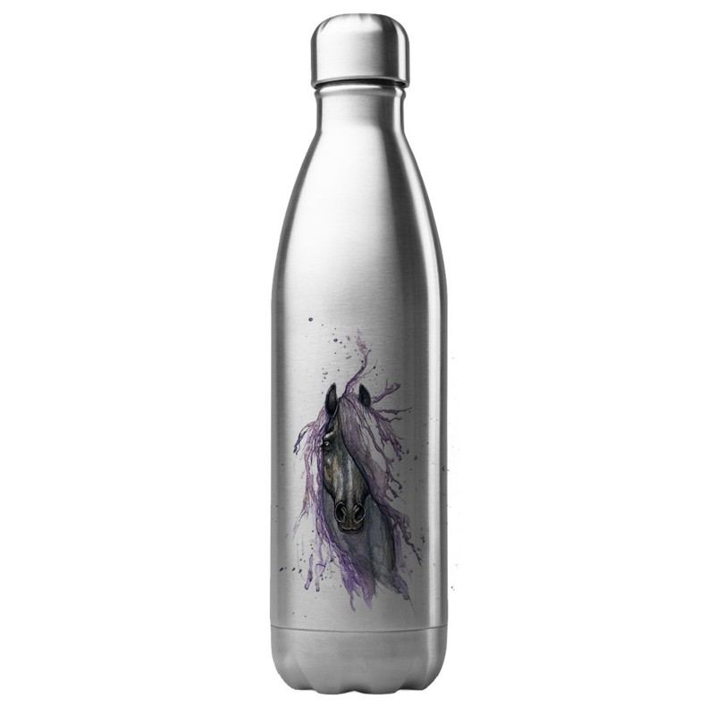 Bouteille gourde isotherme acier inox  - 500 ml - Illustration équitation Cheval