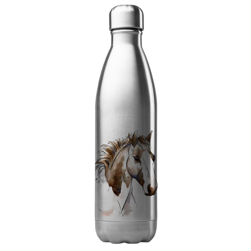 Bouteille gourde isotherme acier inox  - 500 ml - Illustration équitation Cheval