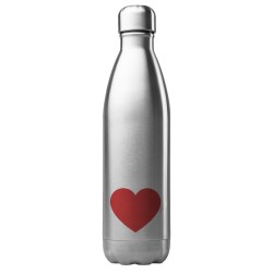 Bouteille gourde isotherme acier inox  - 500 ml - Illustration Coeur rouge