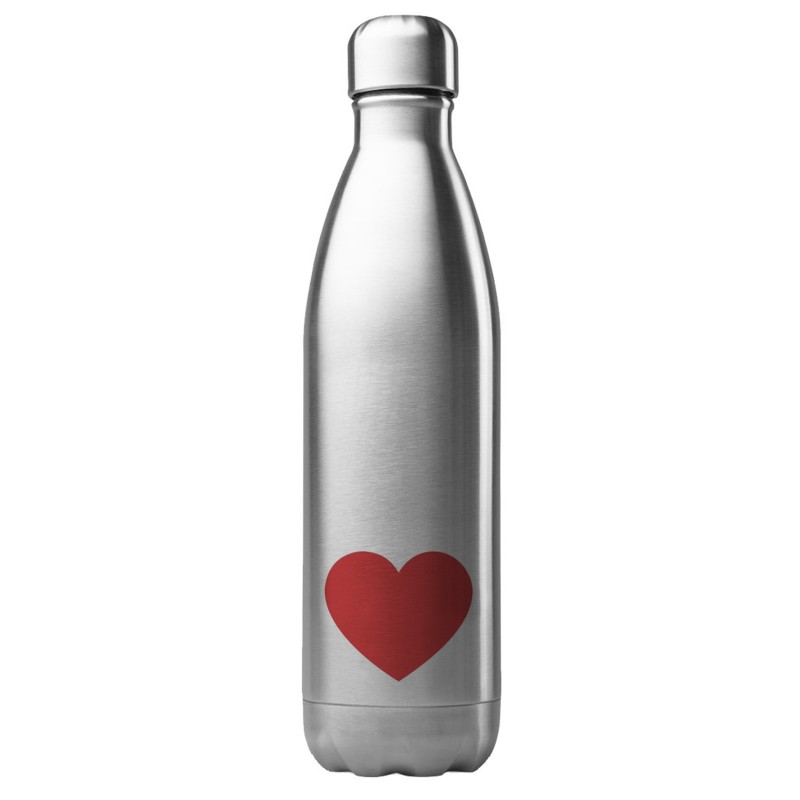 Bouteille gourde isotherme acier inox  - 500 ml - Illustration Coeur rouge