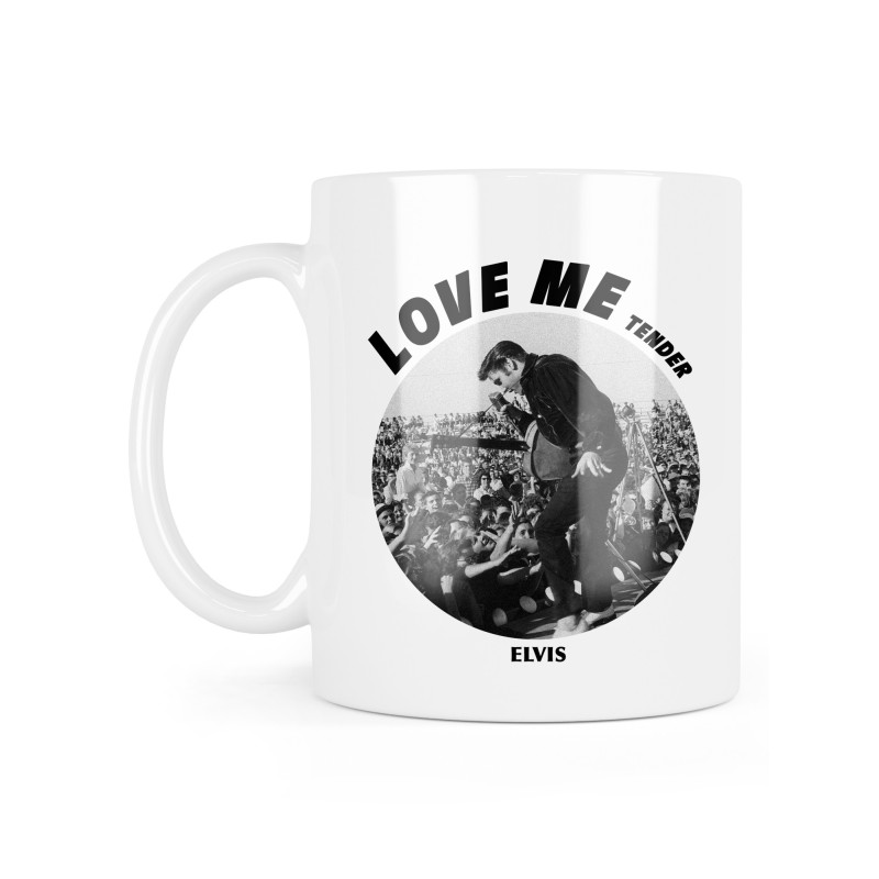 Mug céramique à message - Cadeau Célébrité - Love me tender elvis