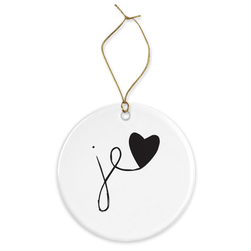 Décoration céramique - Ornement Noël sapin -  imprimé illustration coeur je t'aime - France