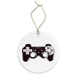 Décoration céramique - Ornement Noël sapin -  imprimé illustration Manette jeux video - France