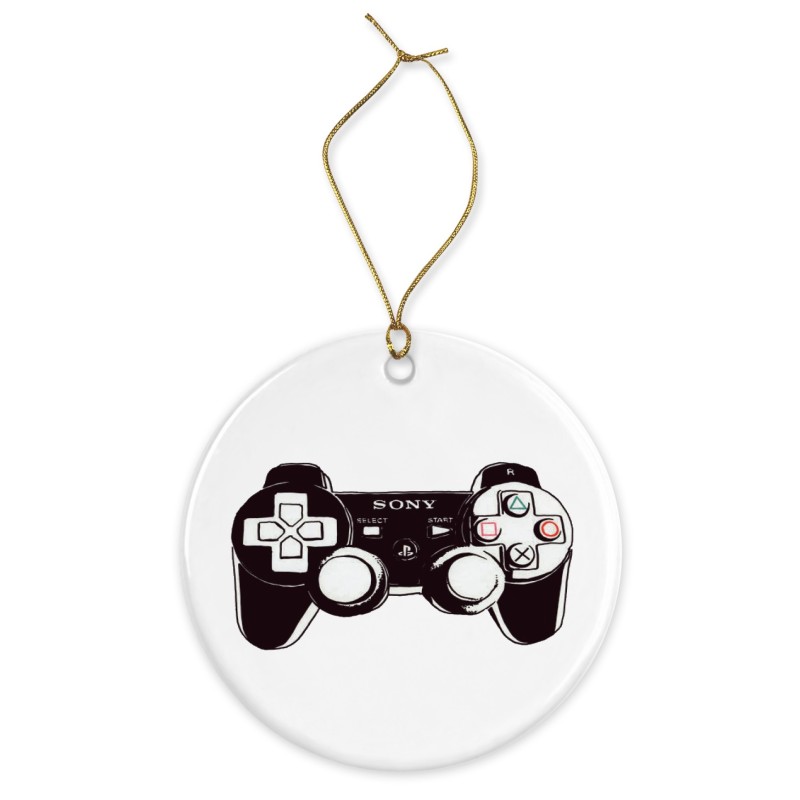 Décoration céramique - Ornement Noël sapin -  imprimé illustration Manette jeux video - France