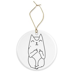 Décoration céramique - Ornement Noël sapin -  imprimé illustration chat fuck - France