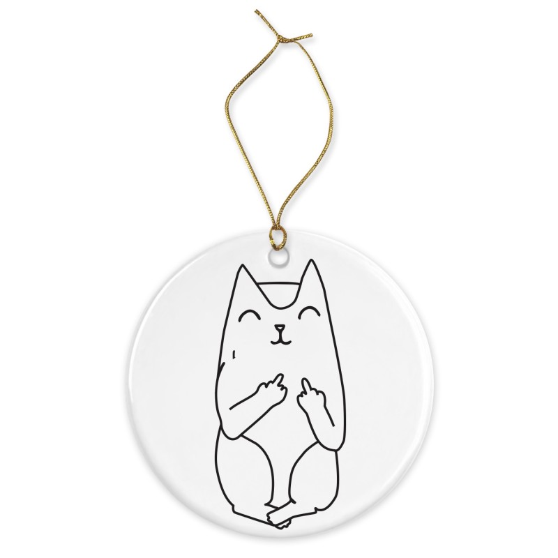 Décoration céramique - Ornement Noël sapin -  imprimé illustration chat fuck - France