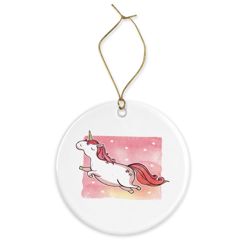 Décoration céramique - Ornement Noël sapin -  imprimé illustration Licorne - France