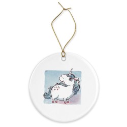 Décoration céramique - Ornement Noël sapin -  imprimé illustration Licorne - France