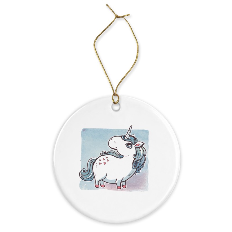 Décoration céramique - Ornement Noël sapin -  imprimé illustration Licorne - France