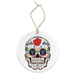 Décoration céramique - Ornement Noël sapin -  imprimé illustration tête de mort - France