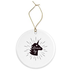 Décoration céramique - Ornement Noël sapin -  imprimé illustration Licorne - France