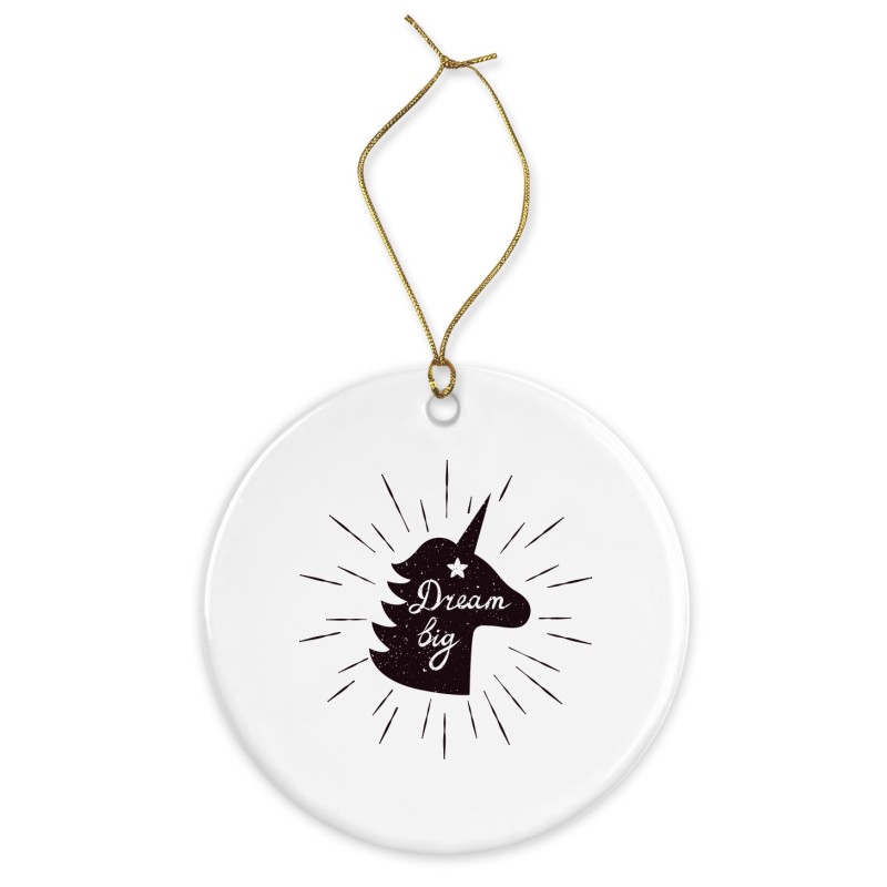 Décoration céramique - Ornement Noël sapin -  imprimé illustration Licorne - France