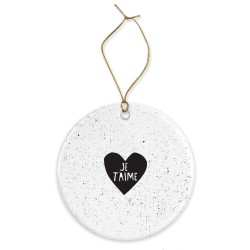 Décoration céramique - Ornement Noël sapin -  imprimé illustration coeur je t'aime - France