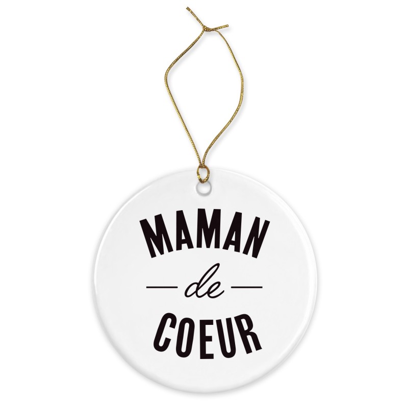 Décoration céramique - Ornement Noël sapin -  imprimé citation maman de coeur- France