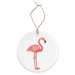 Décoration céramique - Ornement Noël sapin -  imprimé illustration flamant rose camargue - France