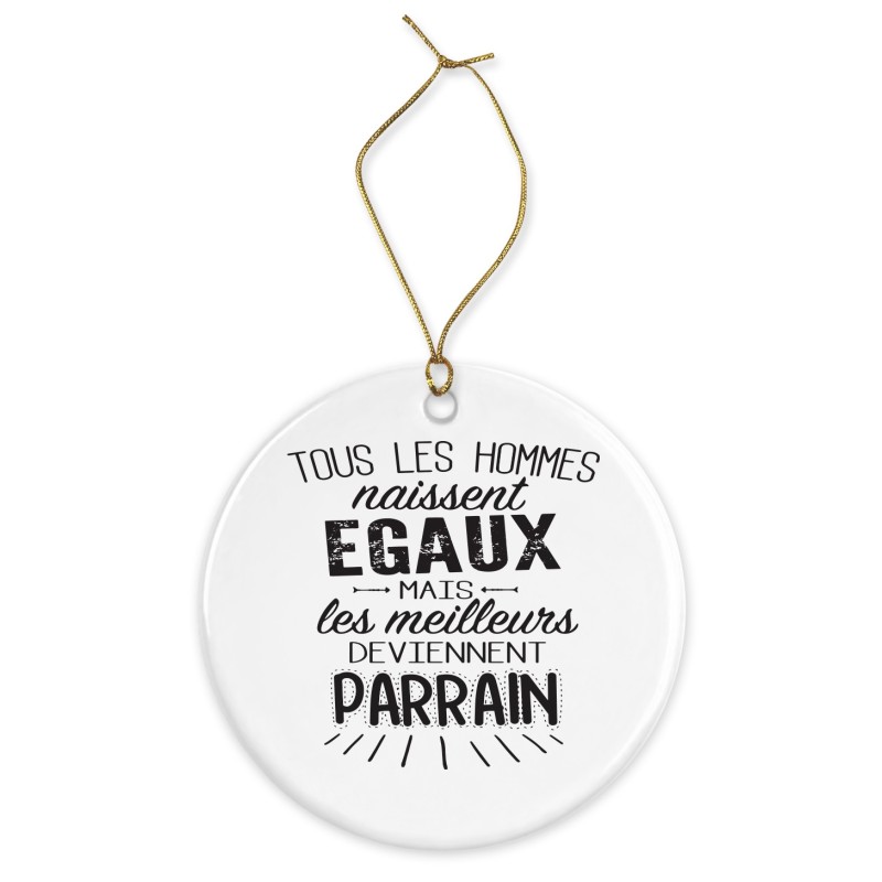 Décoration céramique - Ornement Noël sapin -  imprimé citation Les meilleurs deviennent Parrainsont joueurs de petanque - France