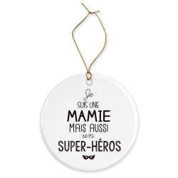 Décoration céramique - Cadeau Ornement Noël sapin -  imprimé citation Je suis une mamie super heros - France