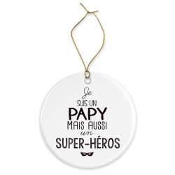 Décoration céramique - Cadeau Ornement Noël sapin -  imprimé citation Je suis un papy super heros - France