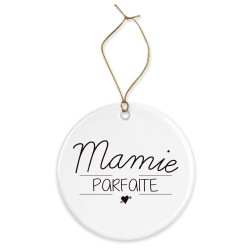 Décoration céramique - Cadeau Ornement Noël sapin -  imprimé citation Mamie en or - France